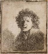 Self-Portrait,Open-Mouthed,As if Shouting REMBRANDT Harmenszoon van Rijn